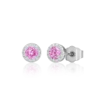 Pink sapphire and diamond studs in gold