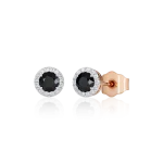 Black and white diamond studs in gold