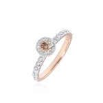 Cognac and white diamond ring in gold