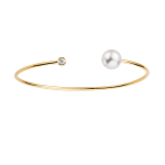 YANA NESPER pearl and diamond bangle bracelet in gold OPEN MIND