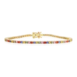 Multicoloured sapphire tennis bracelet in gold