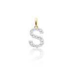 Diamond pendant in gold, letter S