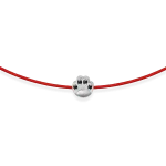 Red string bracelet with black diamond paw