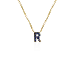 Blue sapphire necklace in gold – letter R