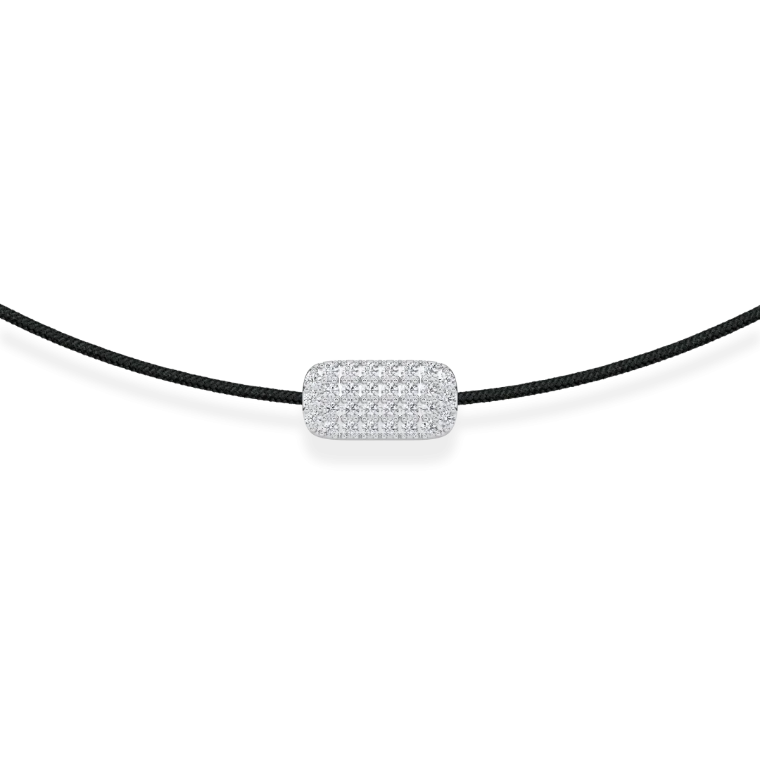 Juoda siūlo apyrankė su 0,12 ct deimantų pakabukuku
