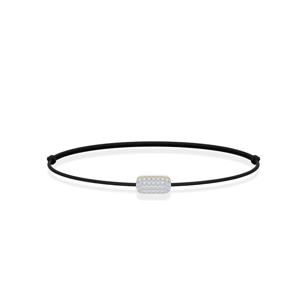 Juoda siūlo apyrankė su 0,12 ct deimantų pakabukuku