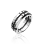 Black diamond ring in steel BARAKA