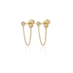 Aukso auskarai su deimantais ir grandinėle (0,06 ct)