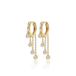 Aukso rinkelės su apvaliais deimantais ir grandinėle (0.21 ct)