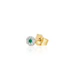 Diamond and emerald mono earring in gold