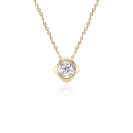 Aukso pakabukas su apvaliu deimantu ir grandinėle (0.25 ct)