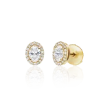 Oval shaped diamond earrings in gold