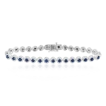 Blue sapphire and diamond tennis bracelet in gold